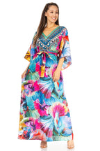 Sakkas Maribel Maxi Caftan Dress - Women's V-Neck, Short Sleeves dresses La Vie Bien Sakkas Maribel Maxi Caftan Dress - Women's V-Neck, Short Sleeves