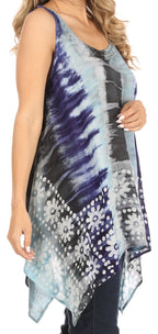 Sakkas Marin Women's Sleeveless Loose Boho Casual Tank Top Blouse Tie-dye & Batik tops La Vie Bien Sakkas Marin Women's Sleeveless Loose Boho Casual Tank Top Blouse Tie-dye & Batik