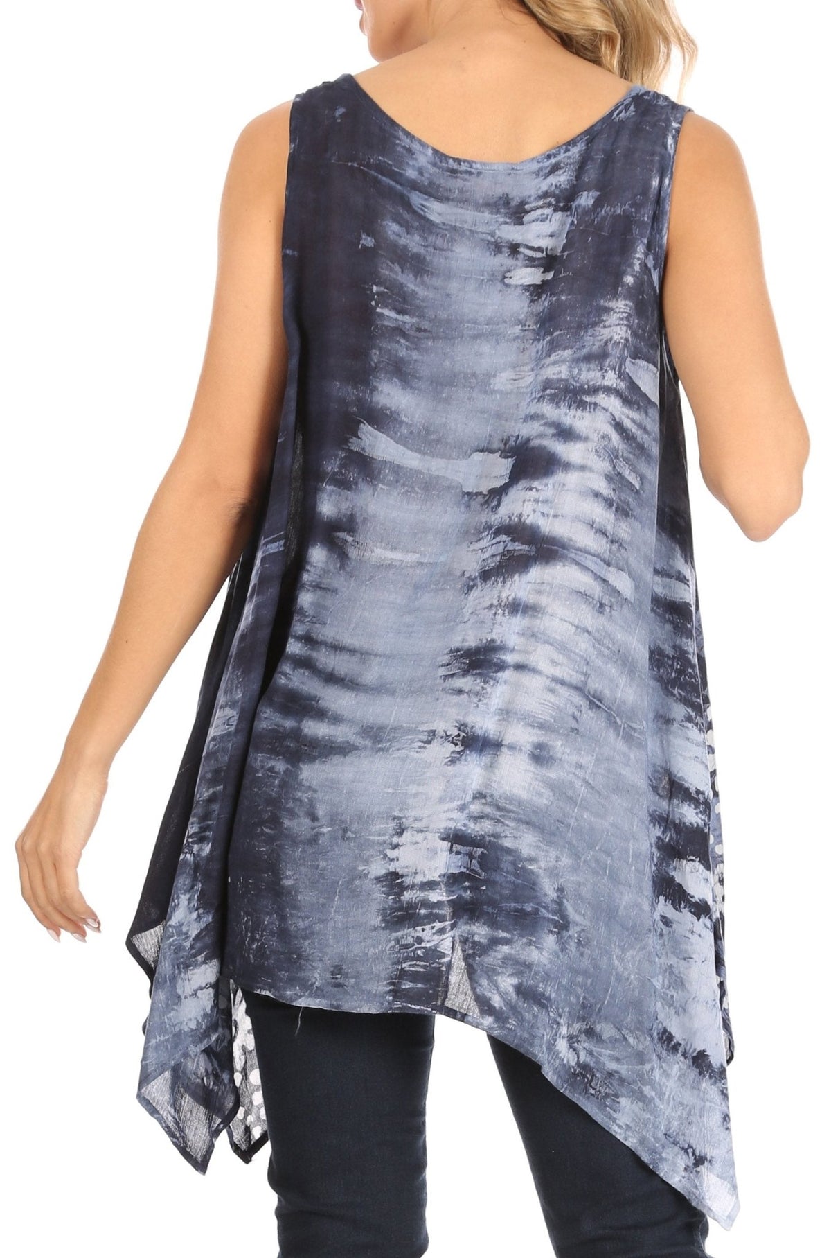 Sakkas Marin Women's Sleeveless Loose Boho Casual Tank Top Blouse Tie-dye & Batik tops La Vie Bien Sakkas Marin Women's Sleeveless Loose Boho Casual Tank Top Blouse Tie-dye & Batik