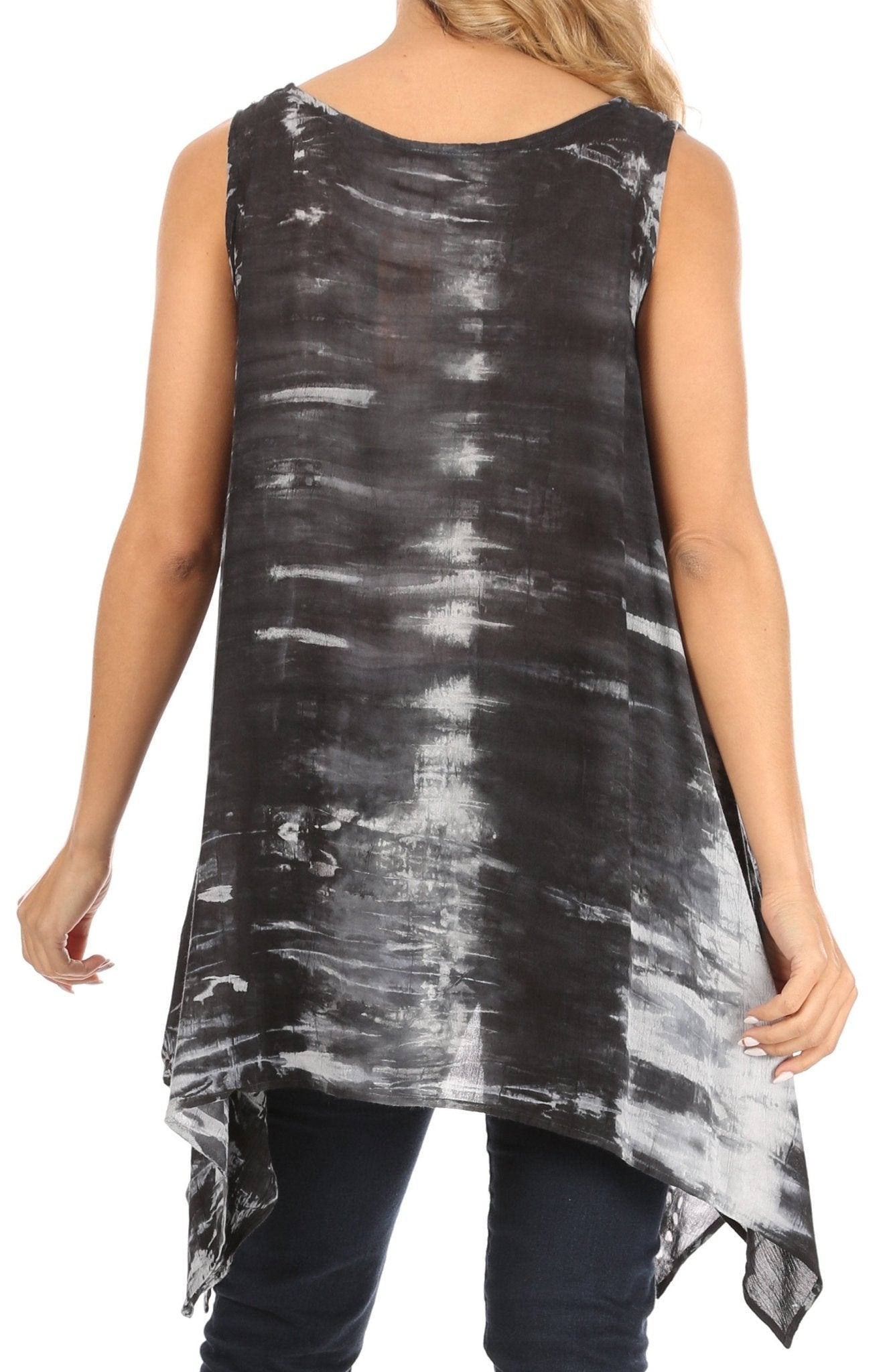 Sakkas Marin Women's Sleeveless Loose Boho Casual Tank Top Blouse Tie-dye & Batik tops La Vie Bien Sakkas Marin Women's Sleeveless Loose Boho Casual Tank Top Blouse Tie-dye & Batik