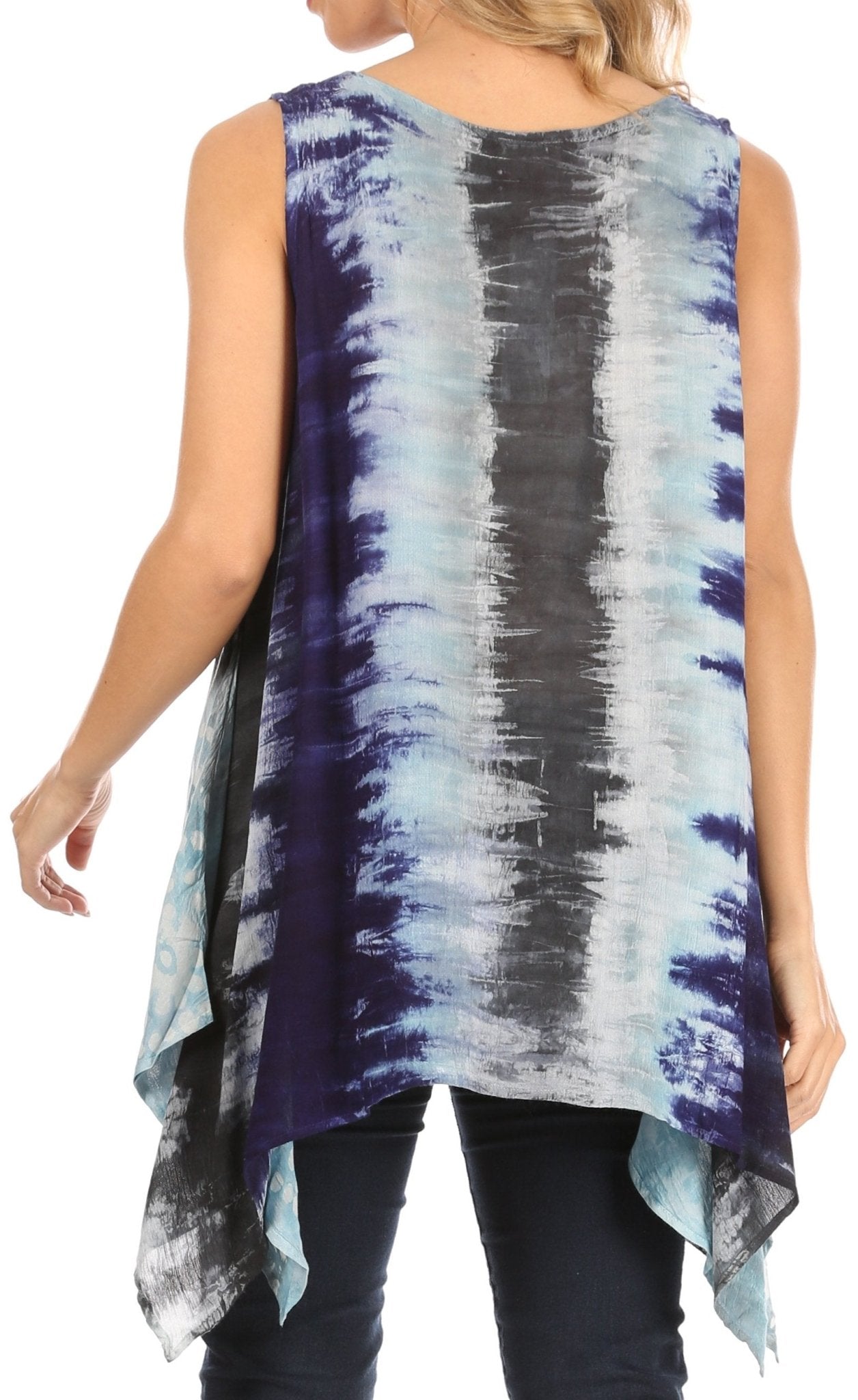 Sakkas Marin Women's Sleeveless Loose Boho Casual Tank Top Blouse Tie-dye & Batik tops La Vie Bien Sakkas Marin Women's Sleeveless Loose Boho Casual Tank Top Blouse Tie-dye & Batik