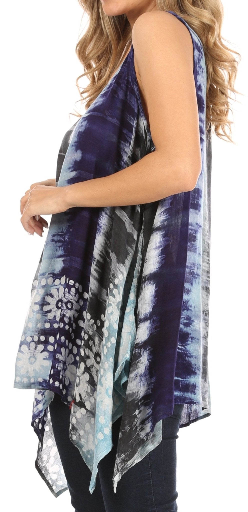 Sakkas Marin Women's Sleeveless Loose Boho Casual Tank Top Blouse Tie-dye & Batik tops La Vie Bien Sakkas Marin Women's Sleeveless Loose Boho Casual Tank Top Blouse Tie-dye & Batik