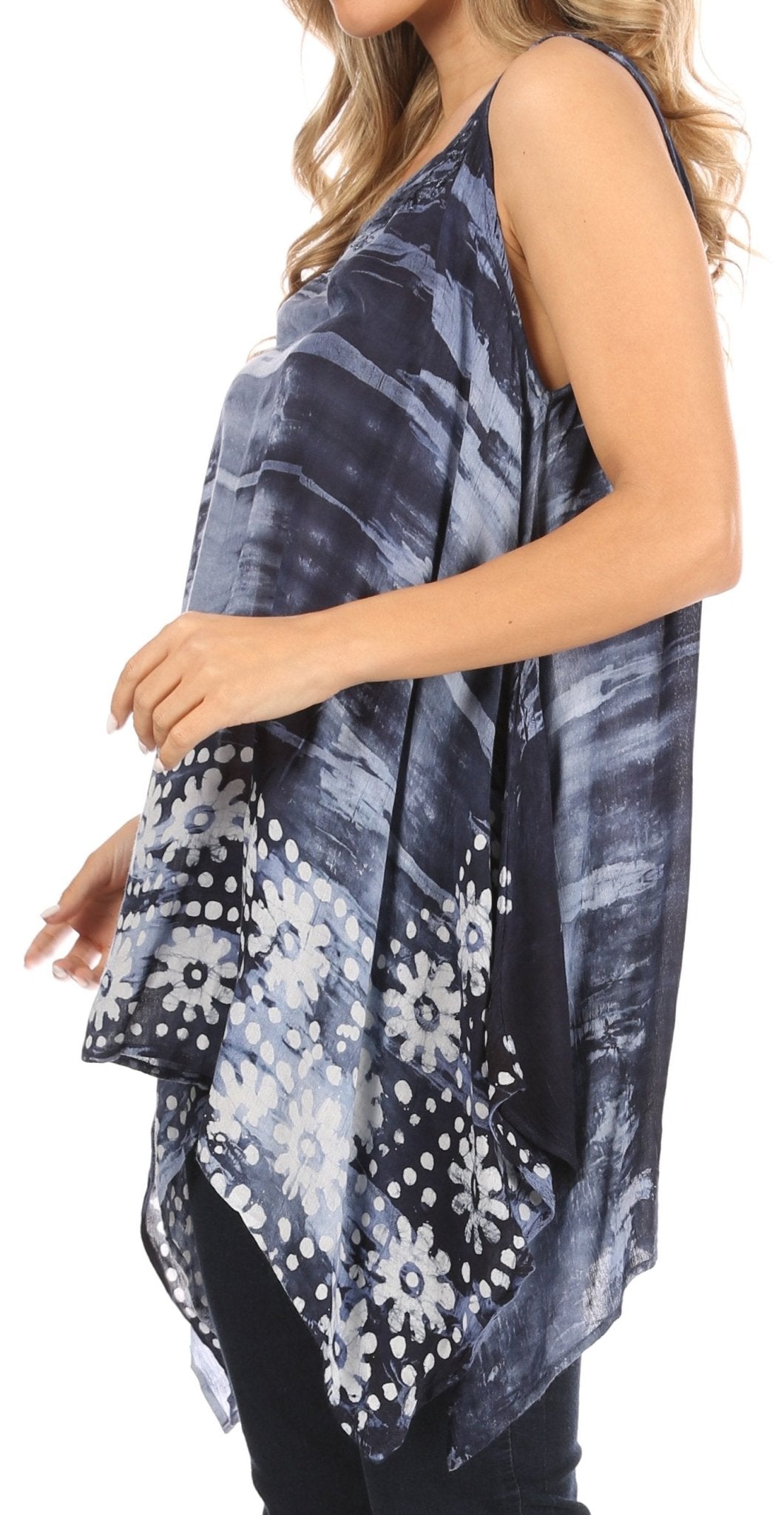 Sakkas Marin Women's Sleeveless Loose Boho Casual Tank Top Blouse Tie-dye & Batik tops La Vie Bien Sakkas Marin Women's Sleeveless Loose Boho Casual Tank Top Blouse Tie-dye & Batik