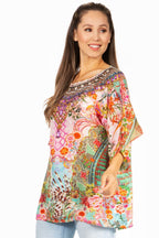 Sakkas Marina Floral Women's Blouse - Short Sleeve Tunic tops La Vie Bien Sakkas Marina Floral Women's Blouse - Short Sleeve Tunic