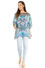 Sakkas Marina Floral Women's Blouse - Short Sleeve Tunic tops La Vie Bien Sakkas Marina Floral Women's Blouse - Short Sleeve Tunic