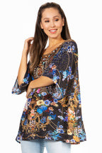 Sakkas Marina Floral Women's Blouse - Short Sleeve Tunic tops La Vie Bien Sakkas Marina Floral Women's Blouse - Short Sleeve Tunic