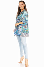 Sakkas Marina Floral Women's Blouse - Short Sleeve Tunic tops La Vie Bien Sakkas Marina Floral Women's Blouse - Short Sleeve Tunic