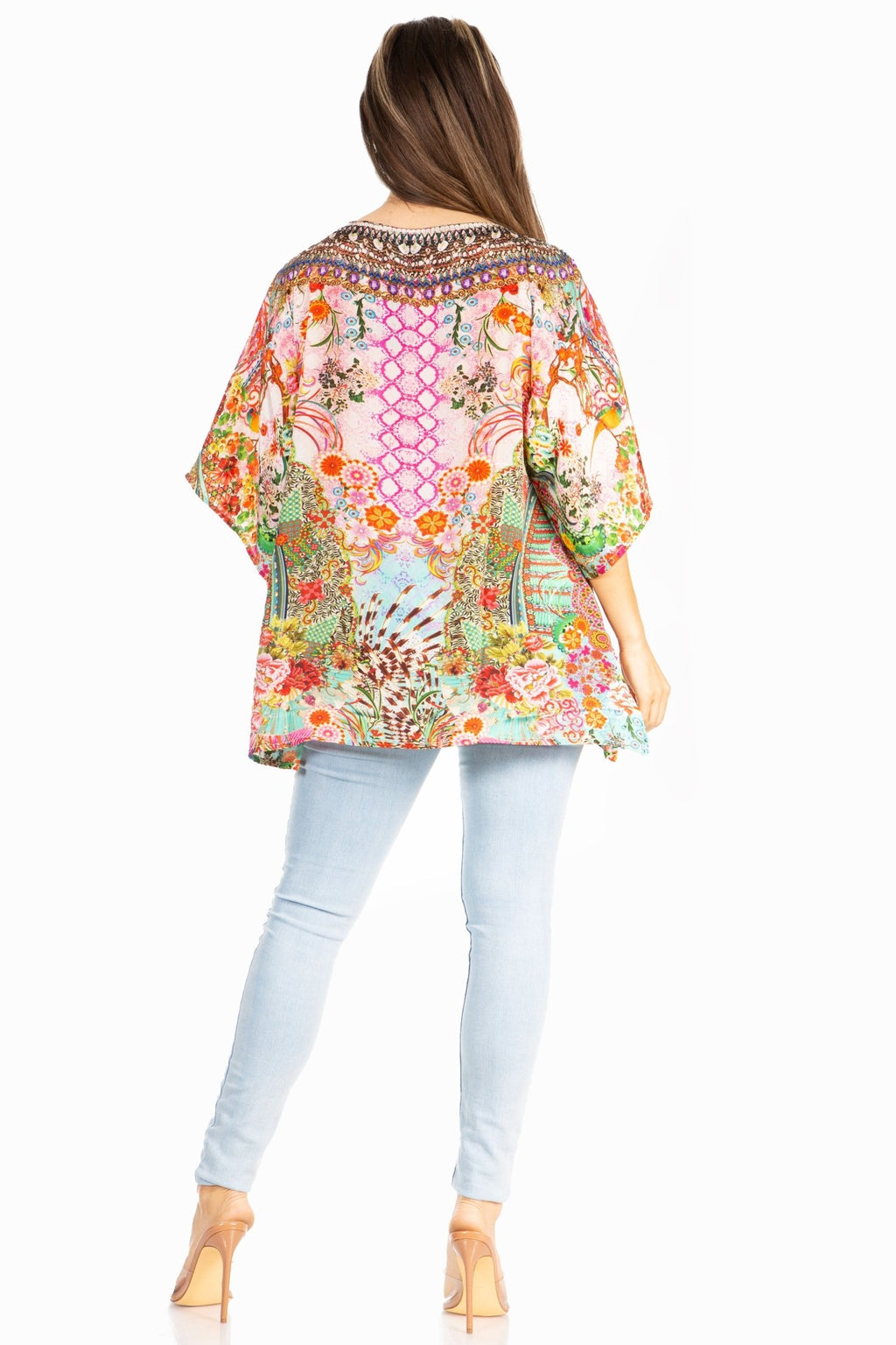Sakkas Marina Floral Women's Blouse - Short Sleeve Tunic tops La Vie Bien Sakkas Marina Floral Women's Blouse - Short Sleeve Tunic