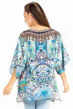 Sakkas Marina Floral Women's Blouse - Short Sleeve Tunic tops La Vie Bien Sakkas Marina Floral Women's Blouse - Short Sleeve Tunic