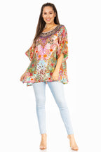 Sakkas Marina Floral Women's Blouse - Short Sleeve Tunic tops La Vie Bien Sakkas Marina Floral Women's Blouse - Short Sleeve Tunic