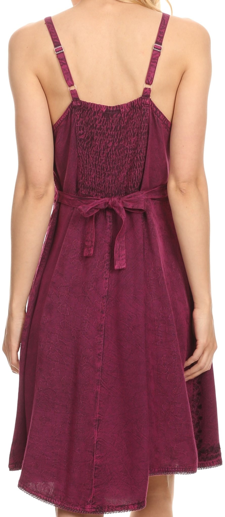 Sakkas Markay Short Mid Length Spaghetti Strap Sleeveless Embroidered Batik Dress dresses La Vie Bien Sakkas Markay Short Mid Length Spaghetti Strap Sleeveless Embroidered Batik Dress
