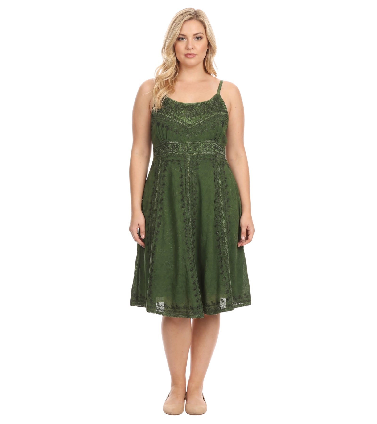 Sakkas Markay Short Mid Length Spaghetti Strap Sleeveless Embroidered Batik Dress dresses La Vie Bien Sakkas Markay Short Mid Length Spaghetti Strap Sleeveless Embroidered Batik Dress