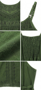 Sakkas Markay Short Mid Length Spaghetti Strap Sleeveless Embroidered Batik Dress dresses La Vie Bien Sakkas Markay Short Mid Length Spaghetti Strap Sleeveless Embroidered Batik Dress