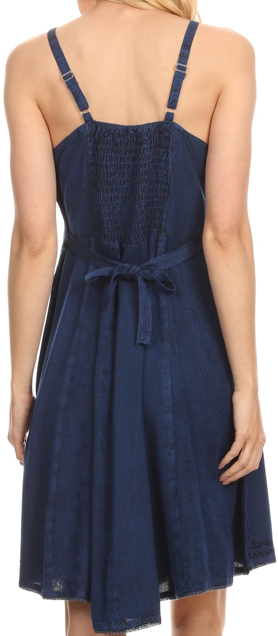 Sakkas Markay Short Mid Length Spaghetti Strap Sleeveless Embroidered Batik Dress dresses La Vie Bien Sakkas Markay Short Mid Length Spaghetti Strap Sleeveless Embroidered Batik Dress