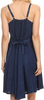 Sakkas Markay Short Mid Length Spaghetti Strap Sleeveless Embroidered Batik Dress dresses La Vie Bien Sakkas Markay Short Mid Length Spaghetti Strap Sleeveless Embroidered Batik Dress
