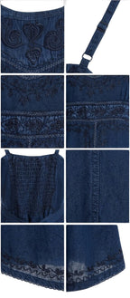 Sakkas Markay Short Mid Length Spaghetti Strap Sleeveless Embroidered Batik Dress dresses La Vie Bien Sakkas Markay Short Mid Length Spaghetti Strap Sleeveless Embroidered Batik Dress