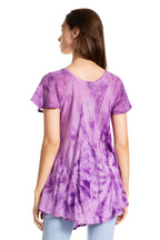 Sakkas Marzia Women's Loose Fit Short Sleeve Casual Tie Dye Batik Blouse Top Tunic tops La Vie Bien Sakkas Marzia Women's Loose Fit Short Sleeve Casual Tie Dye Batik Blouse Top Tunic