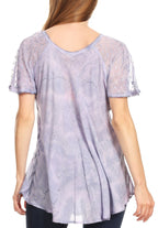 Sakkas Marzia Women's Loose Fit Short Sleeve Casual Tie Dye Batik Blouse Top Tunic tops La Vie Bien Sakkas Marzia Women's Loose Fit Short Sleeve Casual Tie Dye Batik Blouse Top Tunic