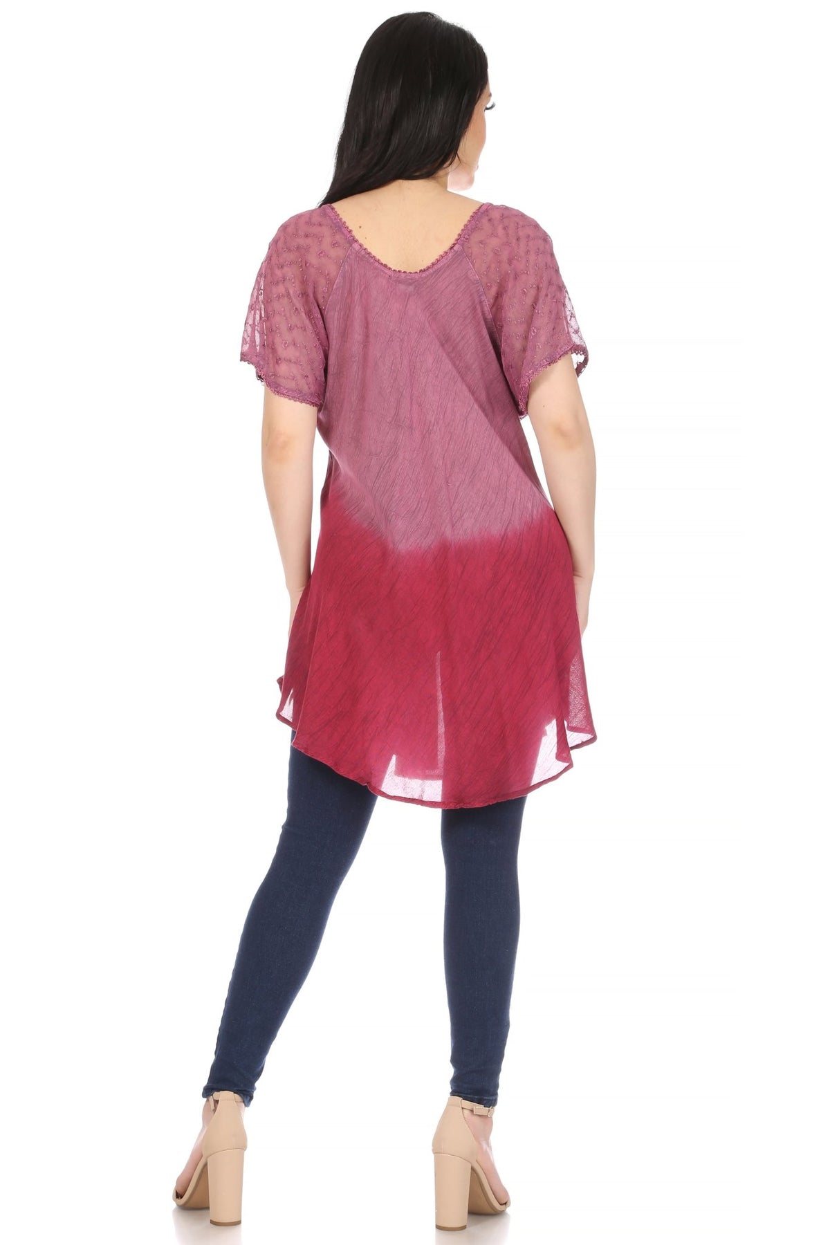 Sakkas Marzia Women's Loose Fit Short Sleeve Casual Tie Dye Batik Blouse Top Tunic tops La Vie Bien Sakkas Marzia Women's Loose Fit Short Sleeve Casual Tie Dye Batik Blouse Top Tunic