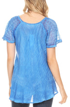 Sakkas Marzia Women's Loose Fit Short Sleeve Casual Tie Dye Batik Blouse Top Tunic tops La Vie Bien Sakkas Marzia Women's Loose Fit Short Sleeve Casual Tie Dye Batik Blouse Top Tunic
