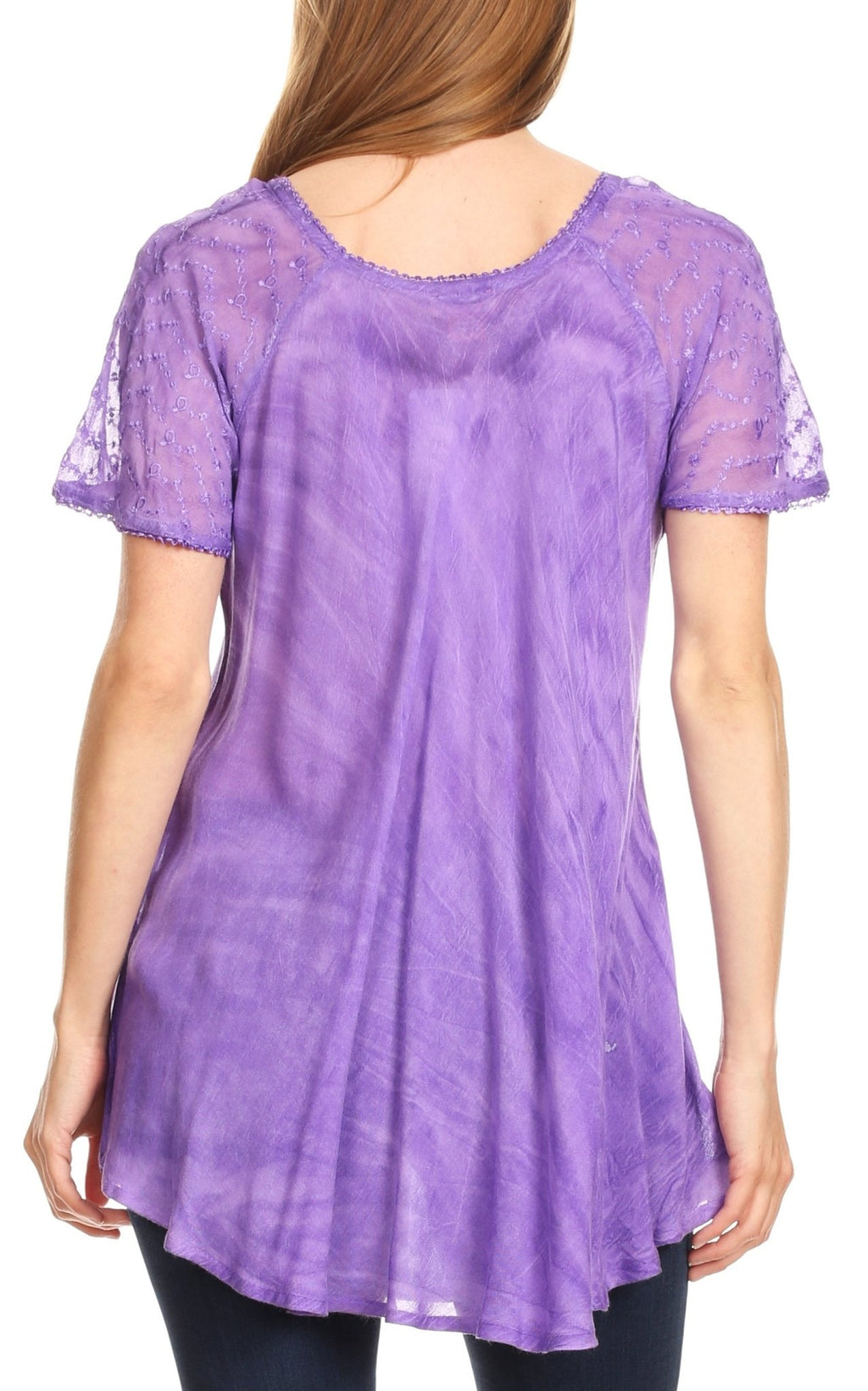 Sakkas Marzia Women's Loose Fit Short Sleeve Casual Tie Dye Batik Blouse Top Tunic tops La Vie Bien Sakkas Marzia Women's Loose Fit Short Sleeve Casual Tie Dye Batik Blouse Top Tunic