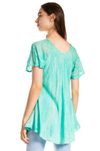 Sakkas Marzia Women's Loose Fit Short Sleeve Casual Tie Dye Batik Blouse Top Tunic tops La Vie Bien Sakkas Marzia Women's Loose Fit Short Sleeve Casual Tie Dye Batik Blouse Top Tunic
