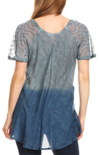 Sakkas Marzia Women's Loose Fit Short Sleeve Casual Tie Dye Batik Blouse Top Tunic tops La Vie Bien Sakkas Marzia Women's Loose Fit Short Sleeve Casual Tie Dye Batik Blouse Top Tunic