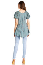 Sakkas Marzia Women's Loose Fit Short Sleeve Casual Tie Dye Batik Blouse Top Tunic tops La Vie Bien Sakkas Marzia Women's Loose Fit Short Sleeve Casual Tie Dye Batik Blouse Top Tunic