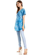 Sakkas Marzia Women's Loose Fit Short Sleeve Casual Tie Dye Batik Blouse Top Tunic tops La Vie Bien Sakkas Marzia Women's Loose Fit Short Sleeve Casual Tie Dye Batik Blouse Top Tunic