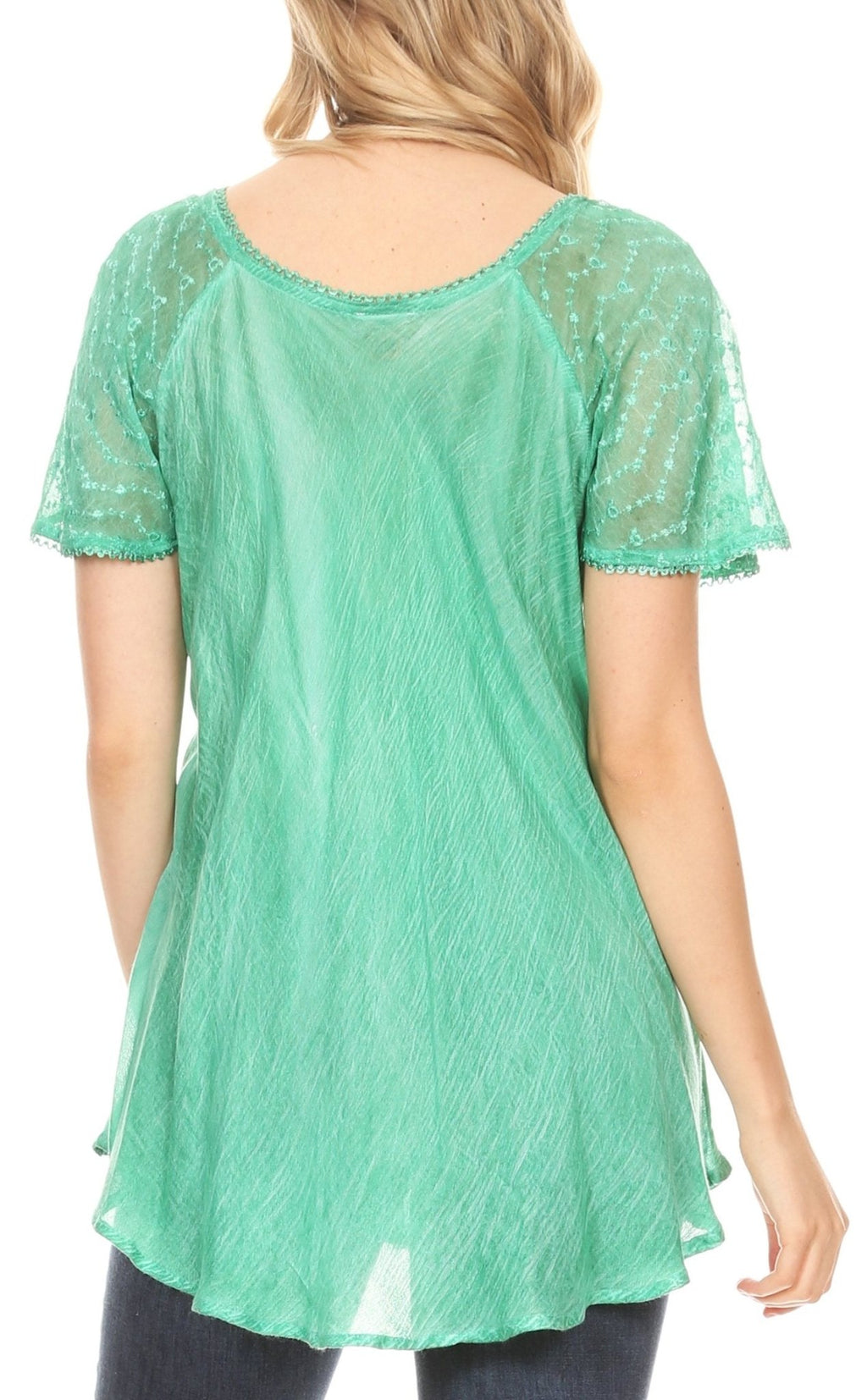 Sakkas Marzia Women's Loose Fit Short Sleeve Casual Tie Dye Batik Blouse Top Tunic tops La Vie Bien Sakkas Marzia Women's Loose Fit Short Sleeve Casual Tie Dye Batik Blouse Top Tunic