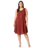 Sakkas Maya Midi Floral Embroidered Sleeveless Button Up Rayon Dress dresses La Vie Bien Sakkas Maya Midi Floral Embroidered Sleeveless Button Up Rayon Dress