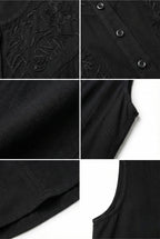 Sakkas Maya Midi Floral Embroidered Sleeveless Button Up Rayon Dress dresses La Vie Bien Sakkas Maya Midi Floral Embroidered Sleeveless Button Up Rayon Dress