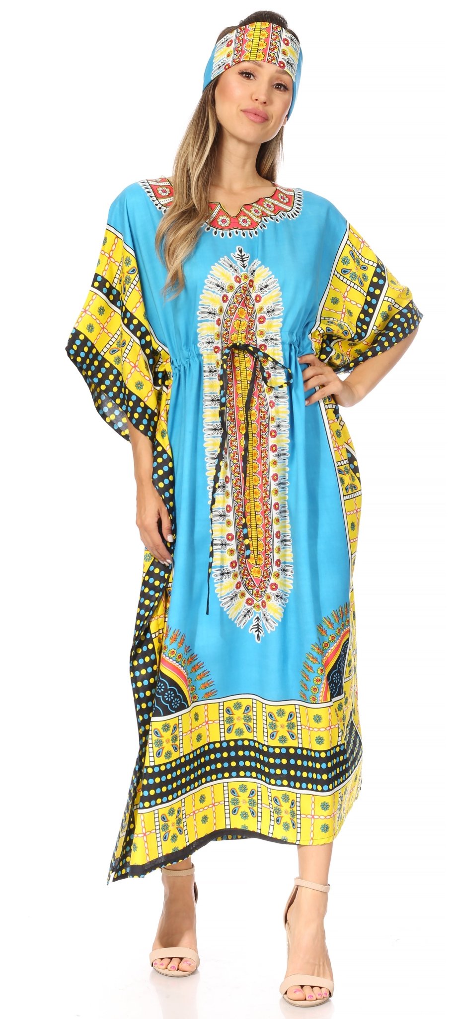 Sakkas Mera Women's Long Loose Short Sleeve Summer Casual Caftan Kaftan Dress - Buy One, Get One 50% Off dresses La Vie Bien Sakkas Mera Women's Long Loose Short Sleeve Summer Casual Caftan Kaftan Dress - Buy One, Get One 50% Off