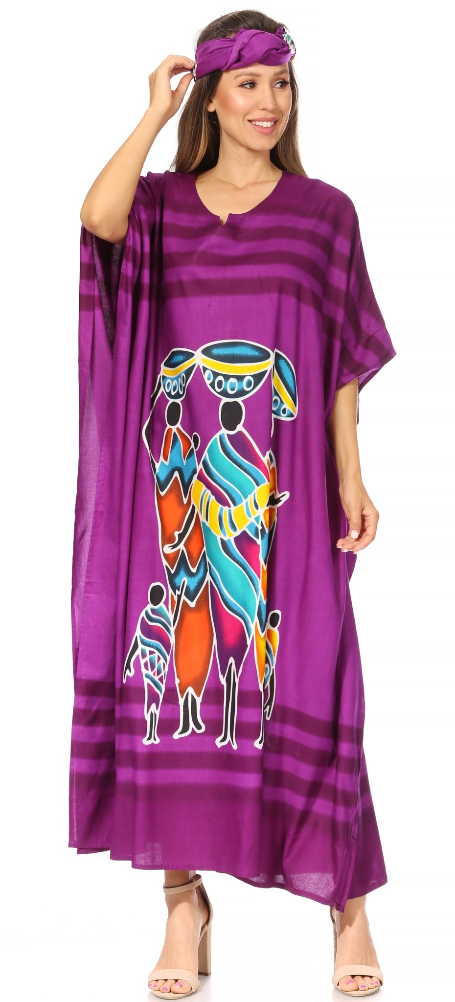 Sakkas Mera Women's Long Loose Short Sleeve Summer Casual Caftan Kaftan Dress - Buy One, Get One 50% Off dresses La Vie Bien Sakkas Mera Women's Long Loose Short Sleeve Summer Casual Caftan Kaftan Dress - Buy One, Get One 50% Off