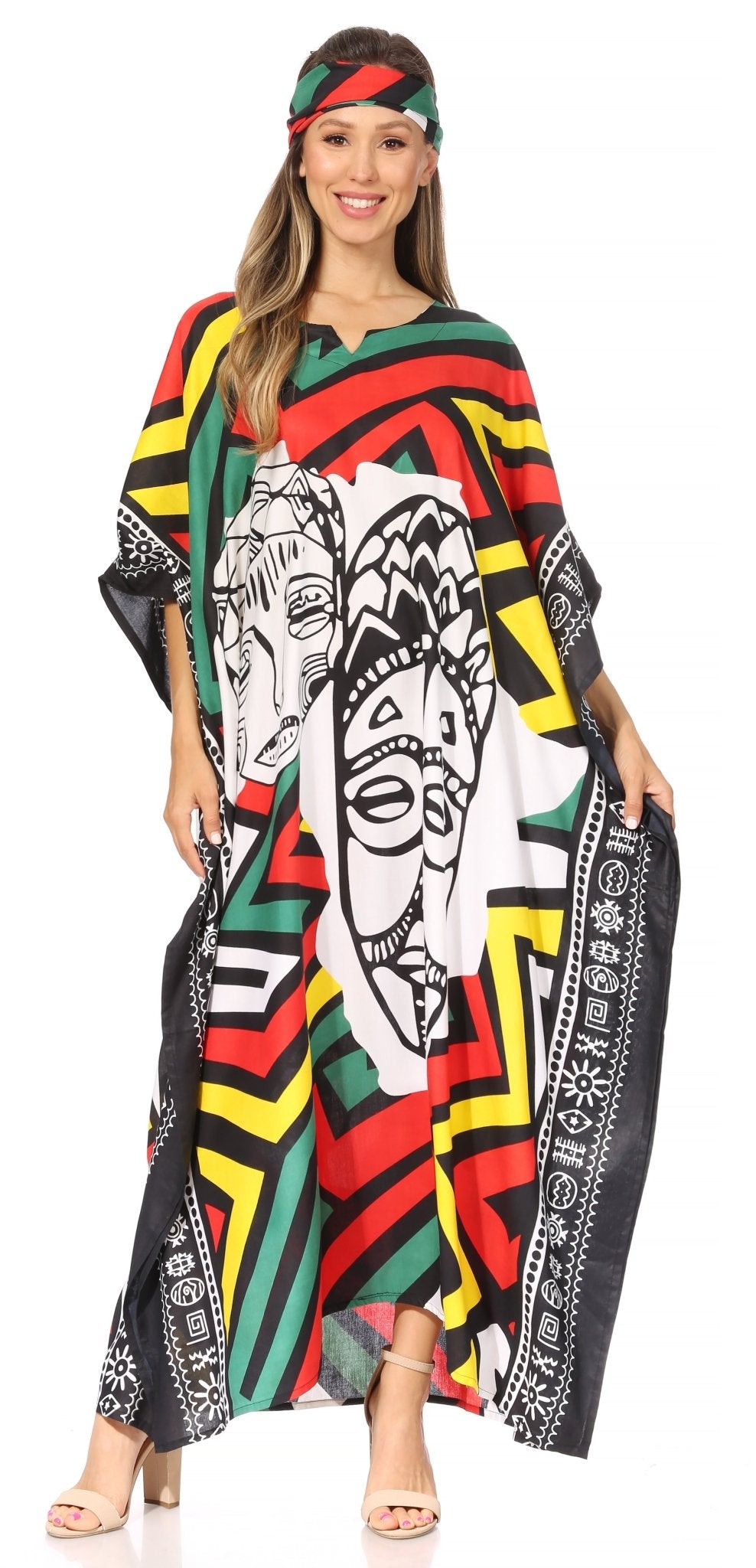 Sakkas Mera Women's Long Loose Short Sleeve Summer Casual Caftan Kaftan Dress - Buy One, Get One 50% Off dresses La Vie Bien Sakkas Mera Women's Long Loose Short Sleeve Summer Casual Caftan Kaftan Dress - Buy One, Get One 50% Off