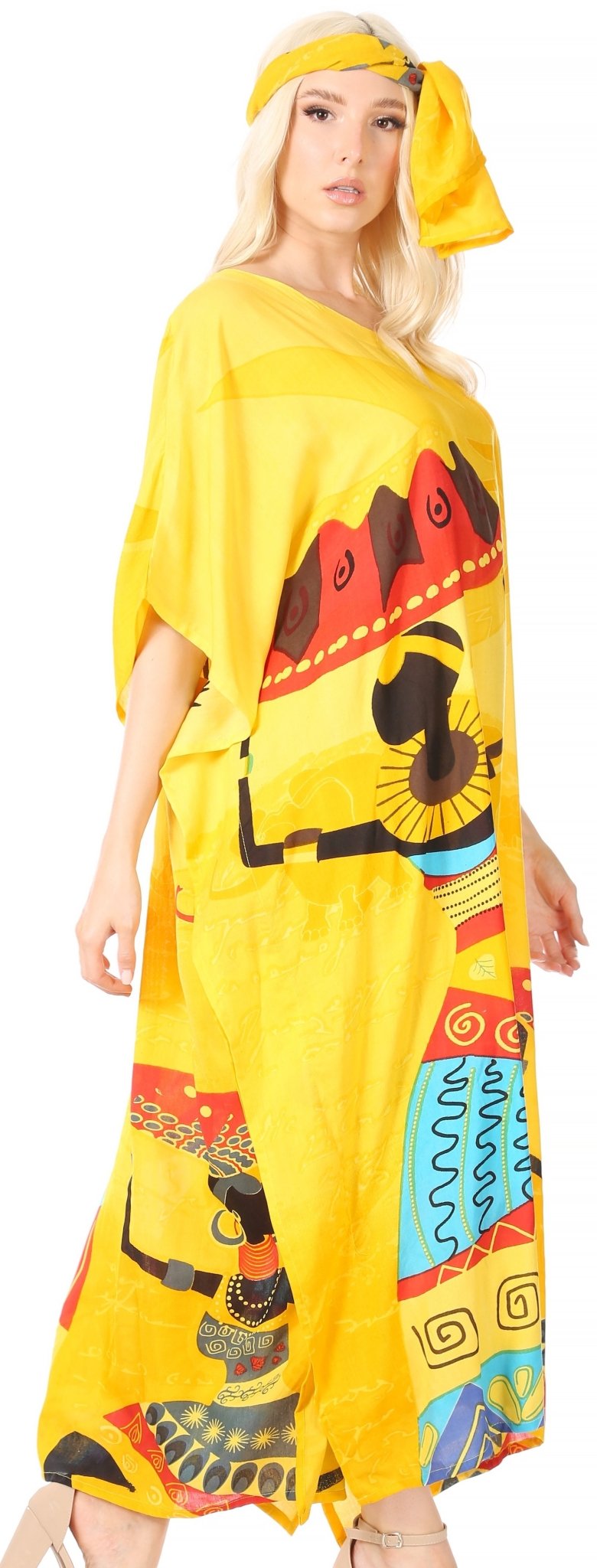 Sakkas Mera Women's Long Loose Short Sleeve Summer Casual Caftan Kaftan Dress - Buy One, Get One 50% Off dresses La Vie Bien Sakkas Mera Women's Long Loose Short Sleeve Summer Casual Caftan Kaftan Dress - Buy One, Get One 50% Off