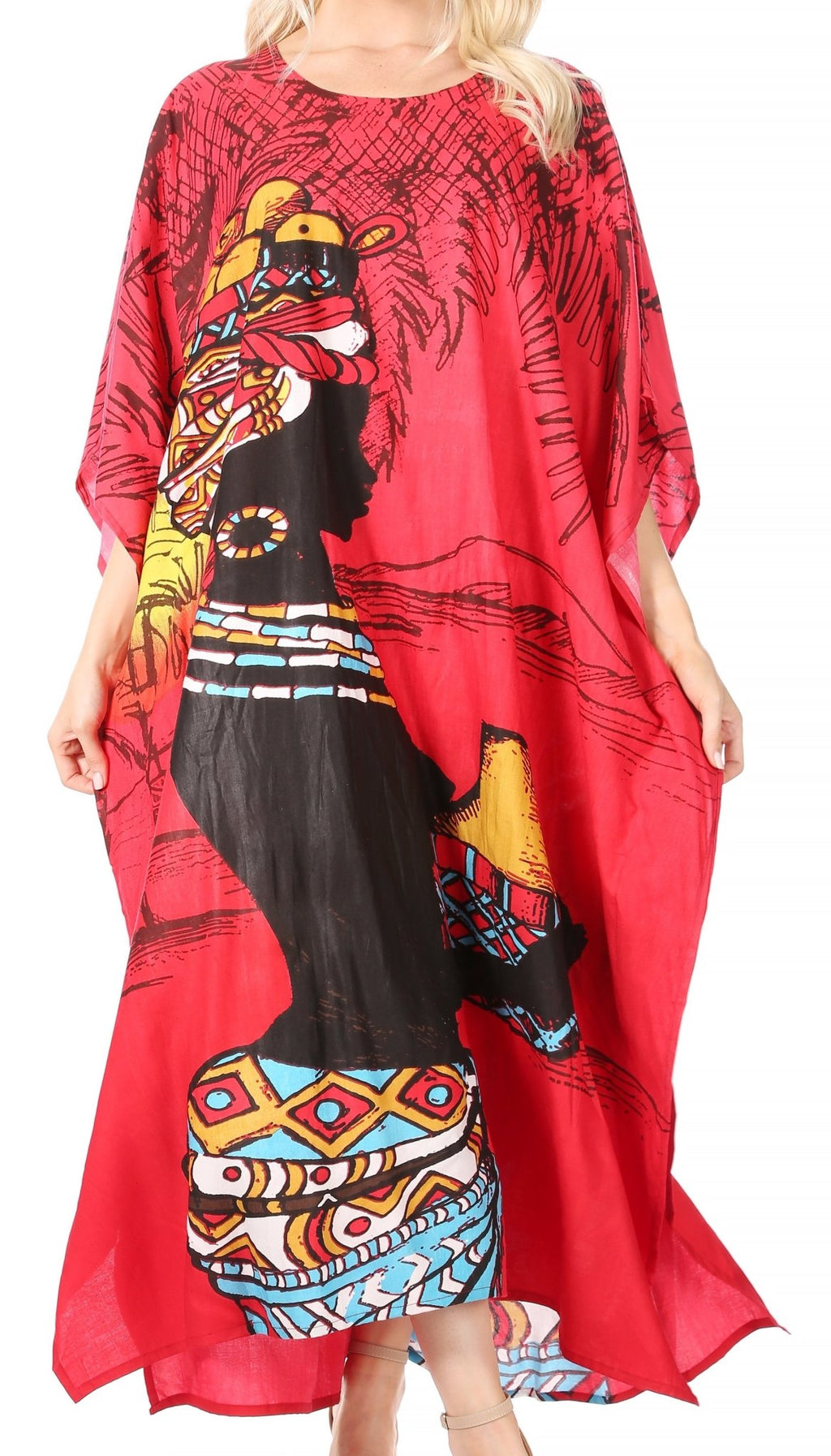 Sakkas Mera Women's Long Loose Short Sleeve Summer Casual Caftan Kaftan Dress - Buy One, Get One 50% Off dresses La Vie Bien Sakkas Mera Women's Long Loose Short Sleeve Summer Casual Caftan Kaftan Dress - Buy One, Get One 50% Off