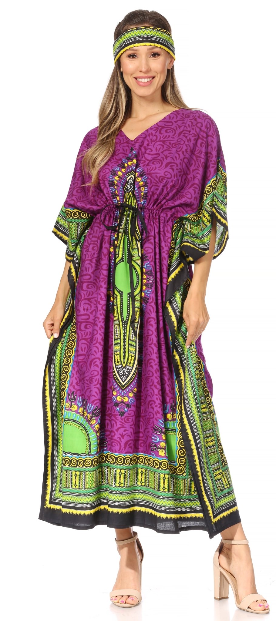 Sakkas Mera Women's Long Loose Short Sleeve Summer Casual Caftan Kaftan Dress - Buy One, Get One 50% Off dresses La Vie Bien Sakkas Mera Women's Long Loose Short Sleeve Summer Casual Caftan Kaftan Dress - Buy One, Get One 50% Off
