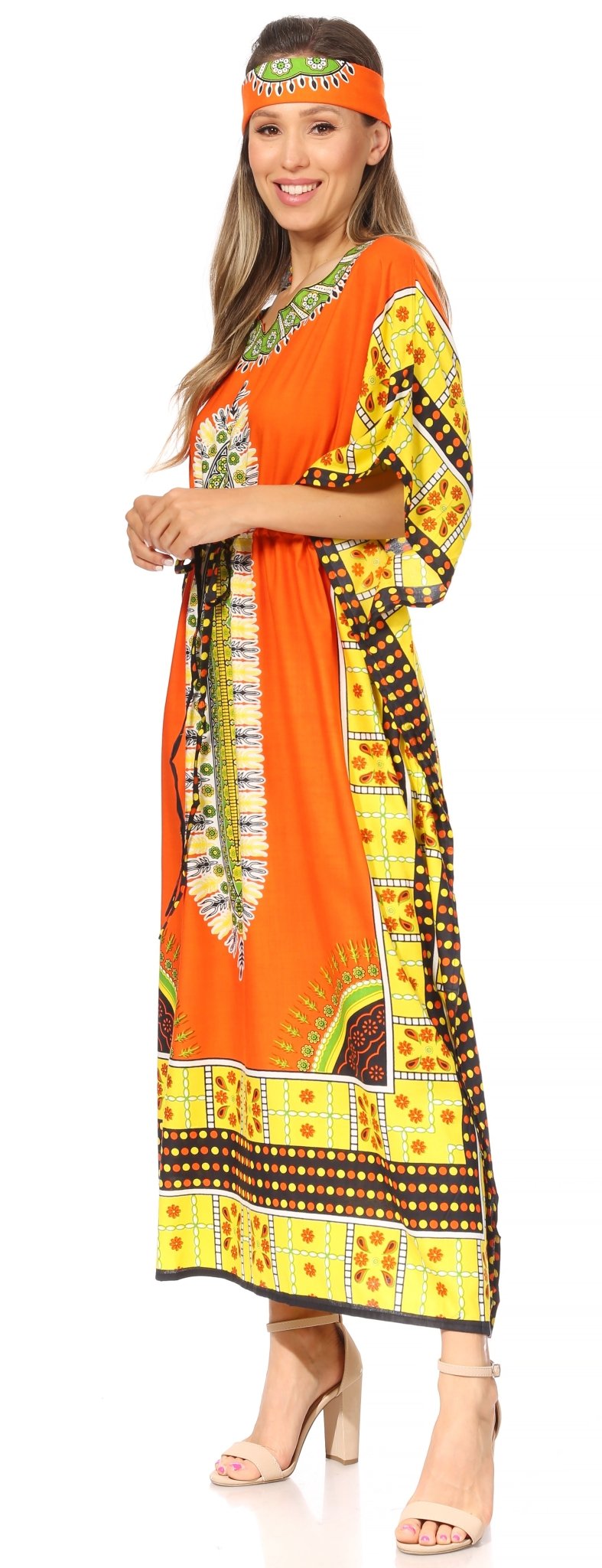 Sakkas Mera Women's Long Loose Short Sleeve Summer Casual Caftan Kaftan Dress - Buy One, Get One 50% Off dresses La Vie Bien Sakkas Mera Women's Long Loose Short Sleeve Summer Casual Caftan Kaftan Dress - Buy One, Get One 50% Off