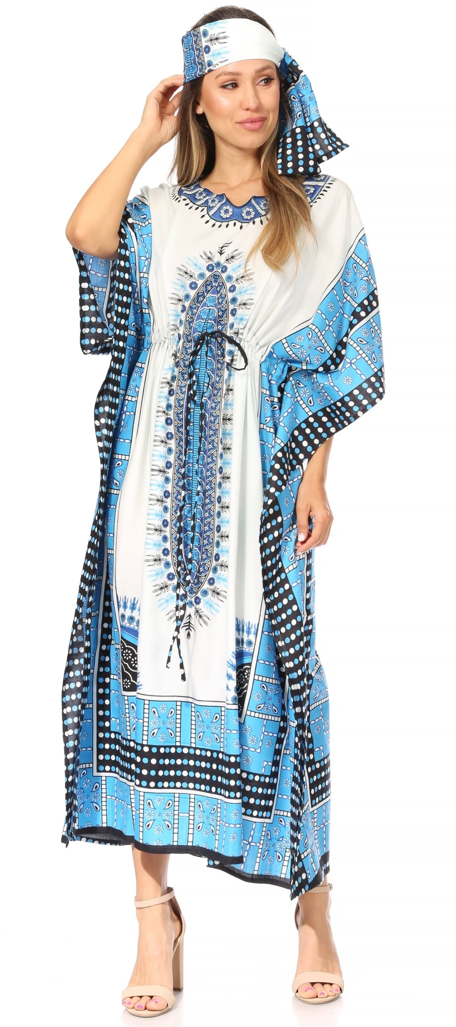 Sakkas Mera Women's Long Loose Short Sleeve Summer Casual Caftan Kaftan Dress - Buy One, Get One 50% Off dresses La Vie Bien Sakkas Mera Women's Long Loose Short Sleeve Summer Casual Caftan Kaftan Dress - Buy One, Get One 50% Off