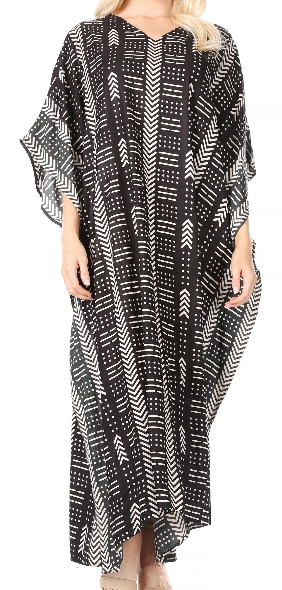 Sakkas Mera Women's Long Loose Short Sleeve Summer Casual Caftan Kaftan Dress - Buy One, Get One 50% Off dresses La Vie Bien Sakkas Mera Women's Long Loose Short Sleeve Summer Casual Caftan Kaftan Dress - Buy One, Get One 50% Off