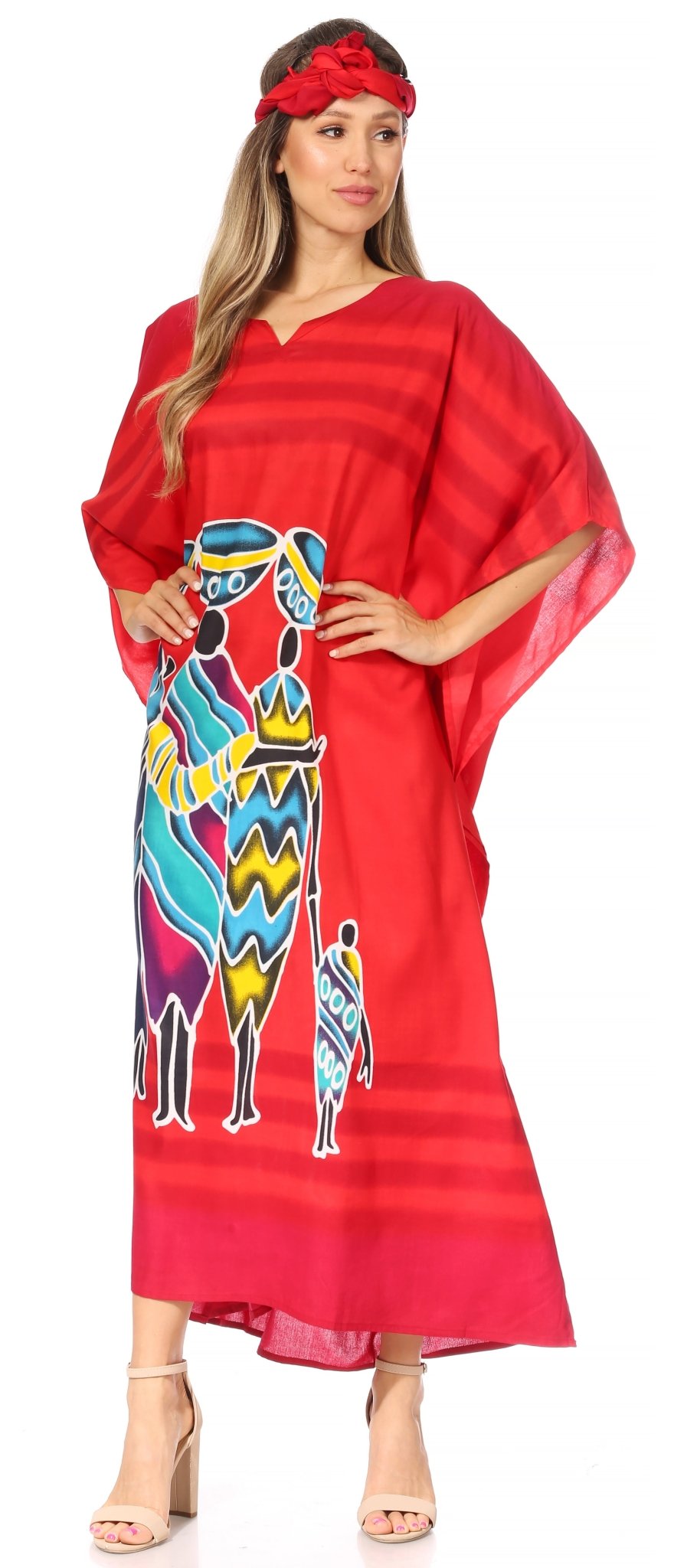 Sakkas Mera Women's Long Loose Short Sleeve Summer Casual Caftan Kaftan Dress - Buy One, Get One 50% Off dresses La Vie Bien Sakkas Mera Women's Long Loose Short Sleeve Summer Casual Caftan Kaftan Dress - Buy One, Get One 50% Off