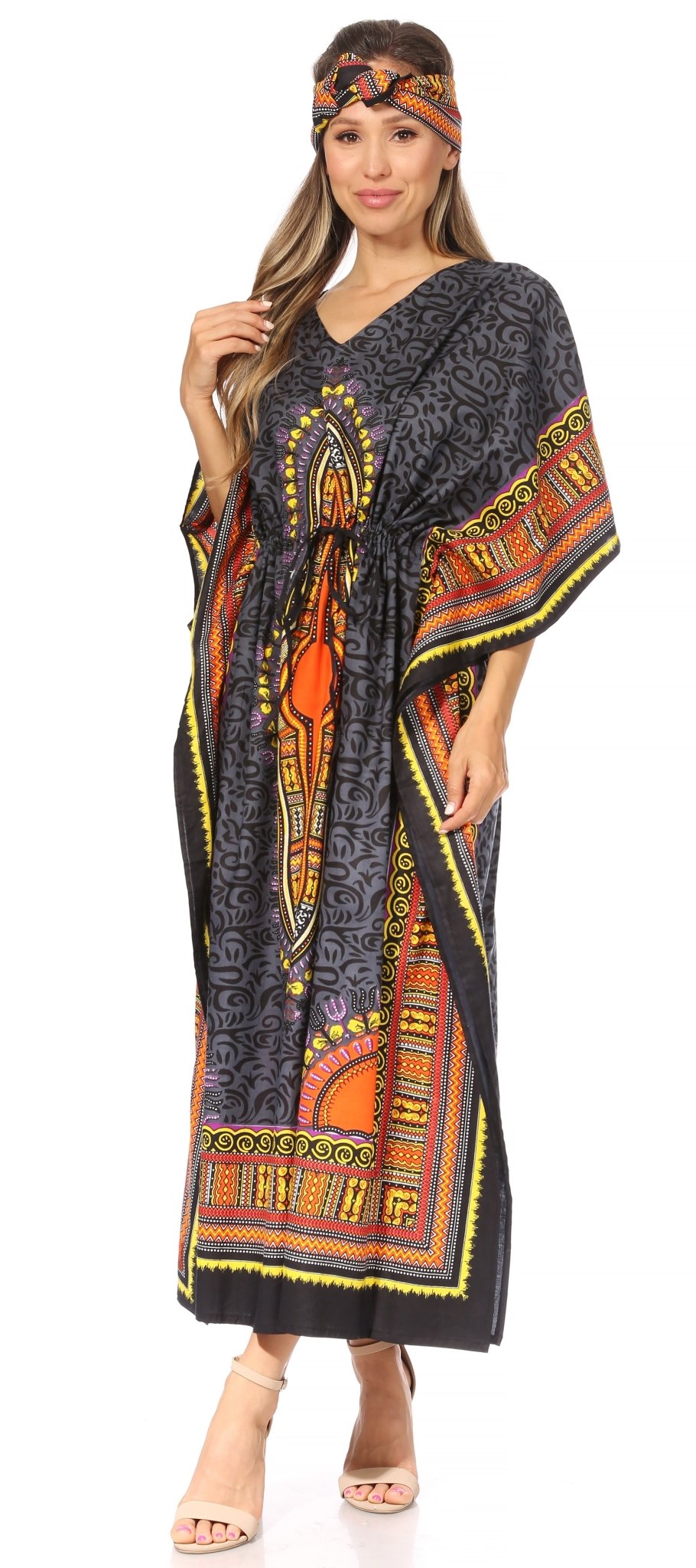Sakkas Mera Women's Long Loose Short Sleeve Summer Casual Caftan Kaftan Dress - Buy One, Get One 50% Off dresses La Vie Bien Sakkas Mera Women's Long Loose Short Sleeve Summer Casual Caftan Kaftan Dress - Buy One, Get One 50% Off