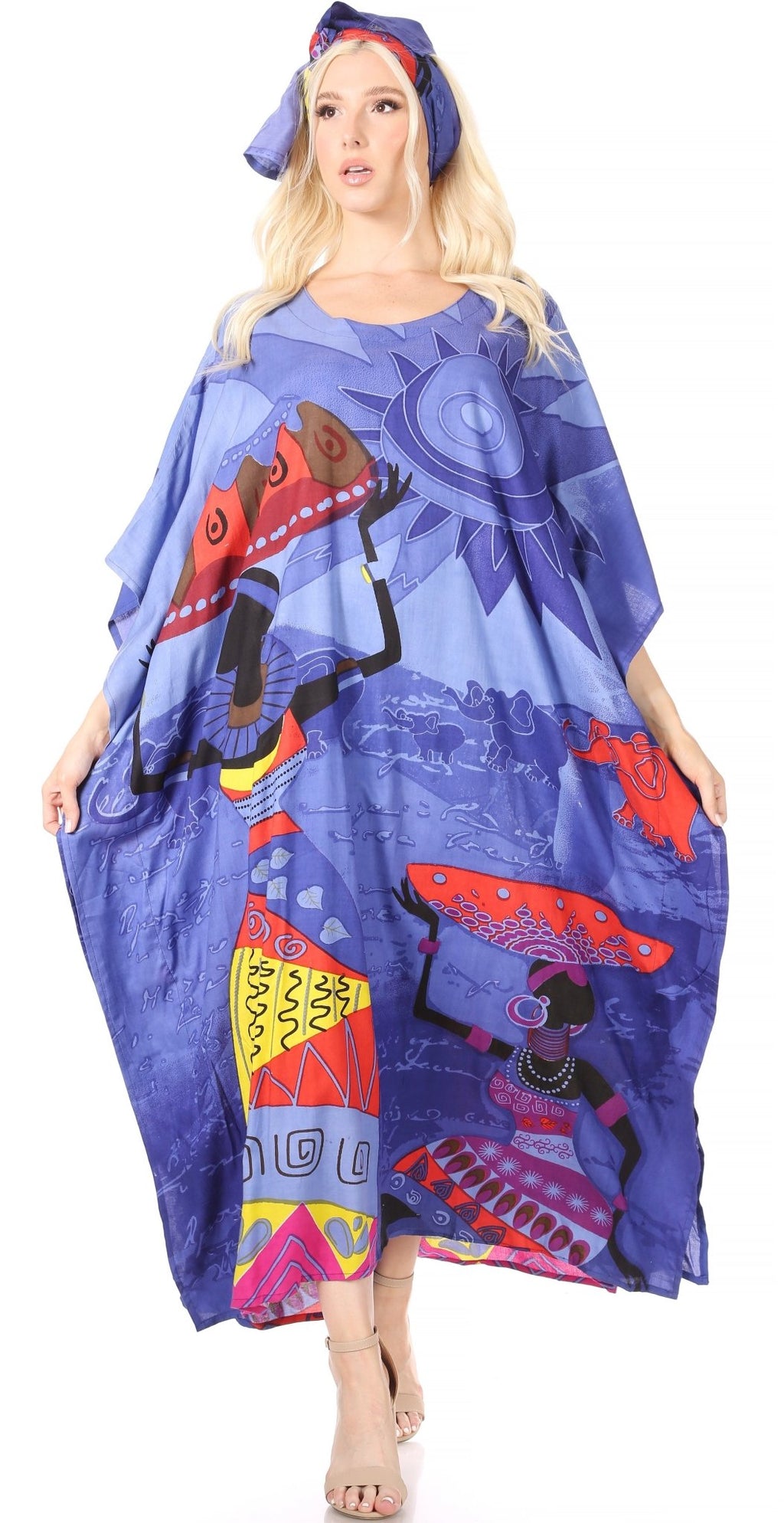 Sakkas Mera Women's Long Loose Short Sleeve Summer Casual Caftan Kaftan Dress - Buy One, Get One 50% Off dresses La Vie Bien Sakkas Mera Women's Long Loose Short Sleeve Summer Casual Caftan Kaftan Dress - Buy One, Get One 50% Off