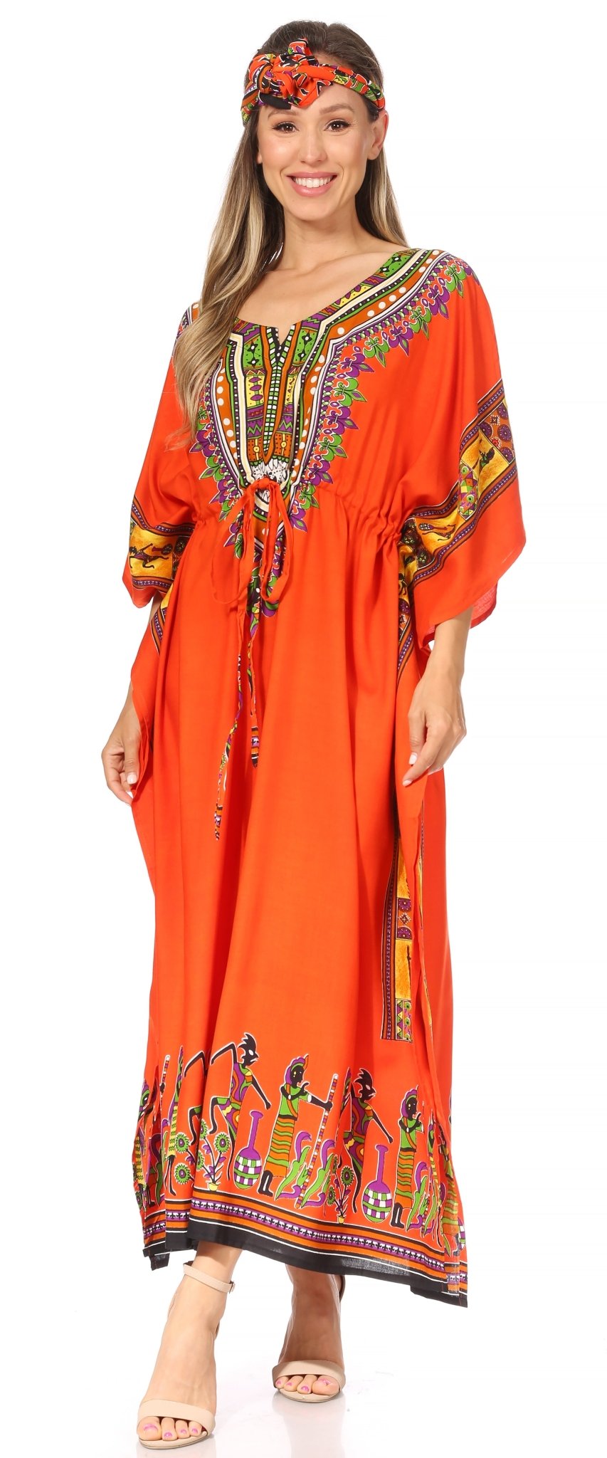 Sakkas Mera Women's Long Loose Short Sleeve Summer Casual Caftan Kaftan Dress - Buy One, Get One 50% Off dresses La Vie Bien Sakkas Mera Women's Long Loose Short Sleeve Summer Casual Caftan Kaftan Dress - Buy One, Get One 50% Off