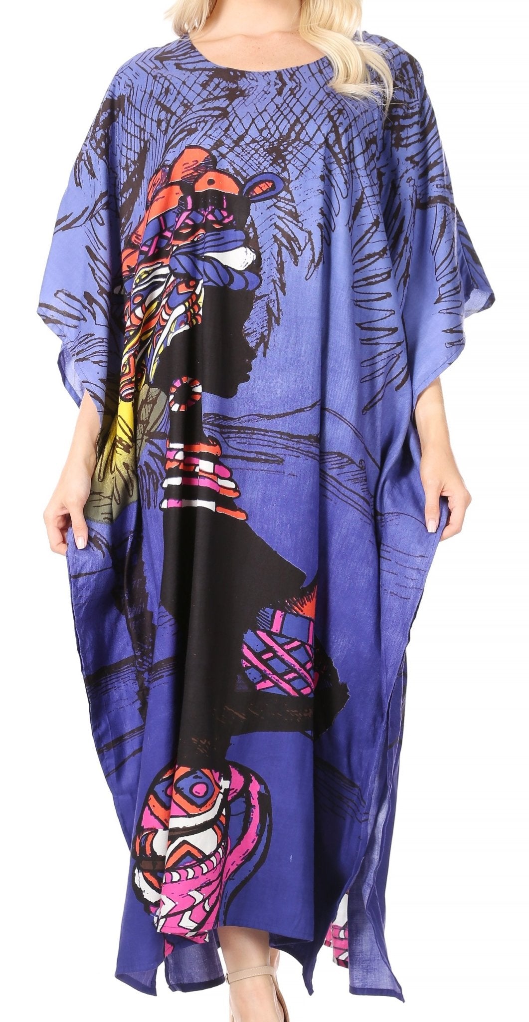 Sakkas Mera Women's Long Loose Short Sleeve Summer Casual Caftan Kaftan Dress - Buy One, Get One 50% Off dresses La Vie Bien Sakkas Mera Women's Long Loose Short Sleeve Summer Casual Caftan Kaftan Dress - Buy One, Get One 50% Off