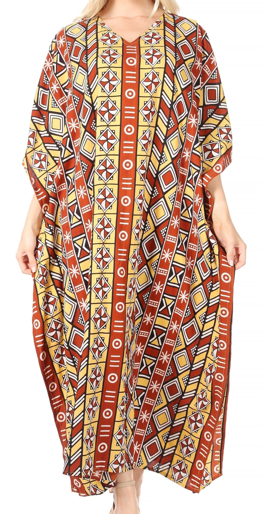 Sakkas Mera Women's Long Loose Short Sleeve Summer Casual Caftan Kaftan Dress - Buy One, Get One 50% Off dresses La Vie Bien Sakkas Mera Women's Long Loose Short Sleeve Summer Casual Caftan Kaftan Dress - Buy One, Get One 50% Off