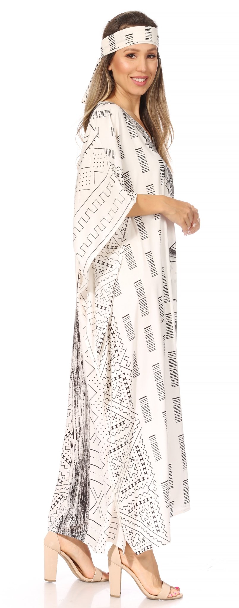 Sakkas Mera Women's Long Loose Short Sleeve Summer Casual Caftan Kaftan Dress - Buy One, Get One 50% Off dresses La Vie Bien Sakkas Mera Women's Long Loose Short Sleeve Summer Casual Caftan Kaftan Dress - Buy One, Get One 50% Off
