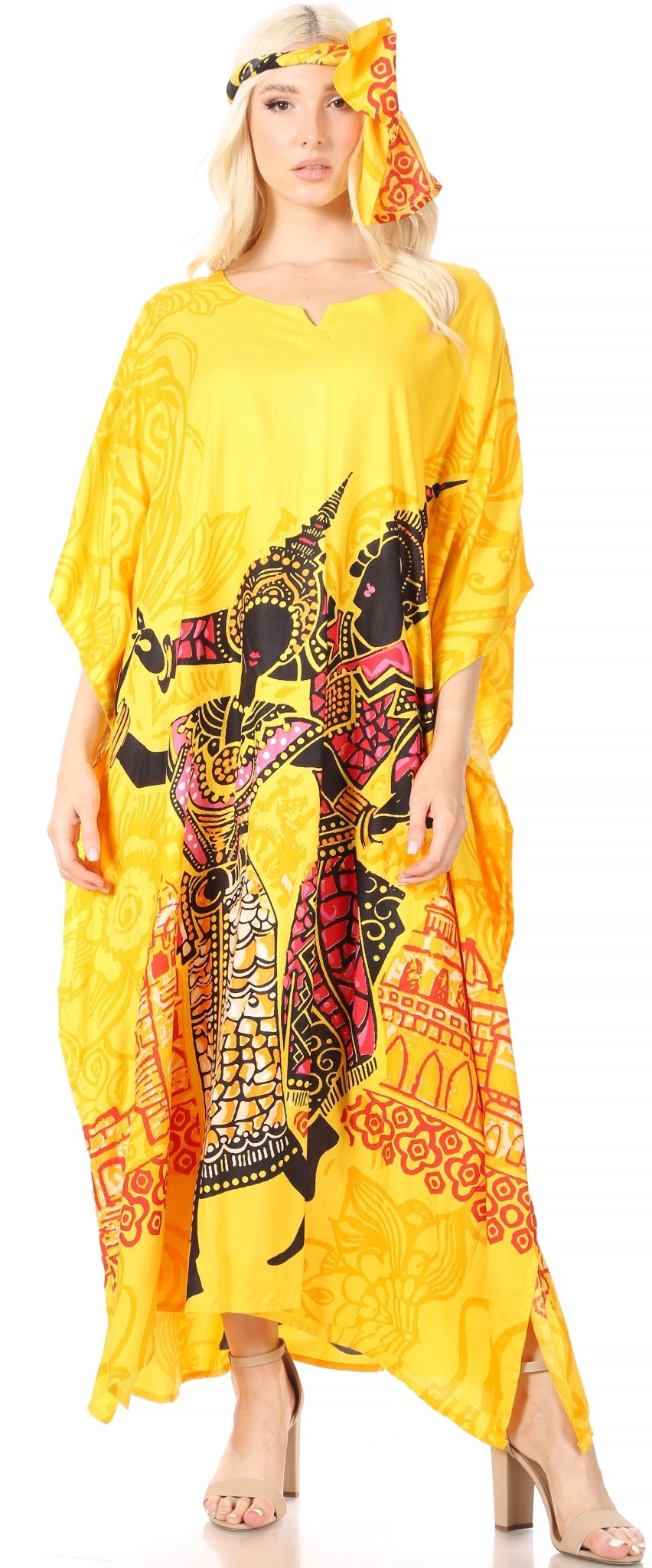 Sakkas Mera Women's Long Loose Short Sleeve Summer Casual Caftan Kaftan Dress - Buy One, Get One 50% Off dresses La Vie Bien Sakkas Mera Women's Long Loose Short Sleeve Summer Casual Caftan Kaftan Dress - Buy One, Get One 50% Off