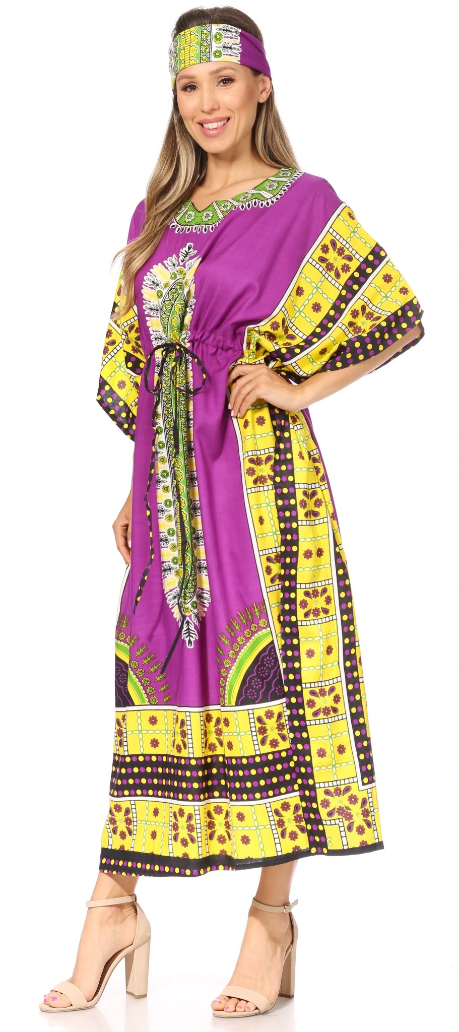 Sakkas Mera Women's Long Loose Short Sleeve Summer Casual Caftan Kaftan Dress - Buy One, Get One 50% Off dresses La Vie Bien Sakkas Mera Women's Long Loose Short Sleeve Summer Casual Caftan Kaftan Dress - Buy One, Get One 50% Off